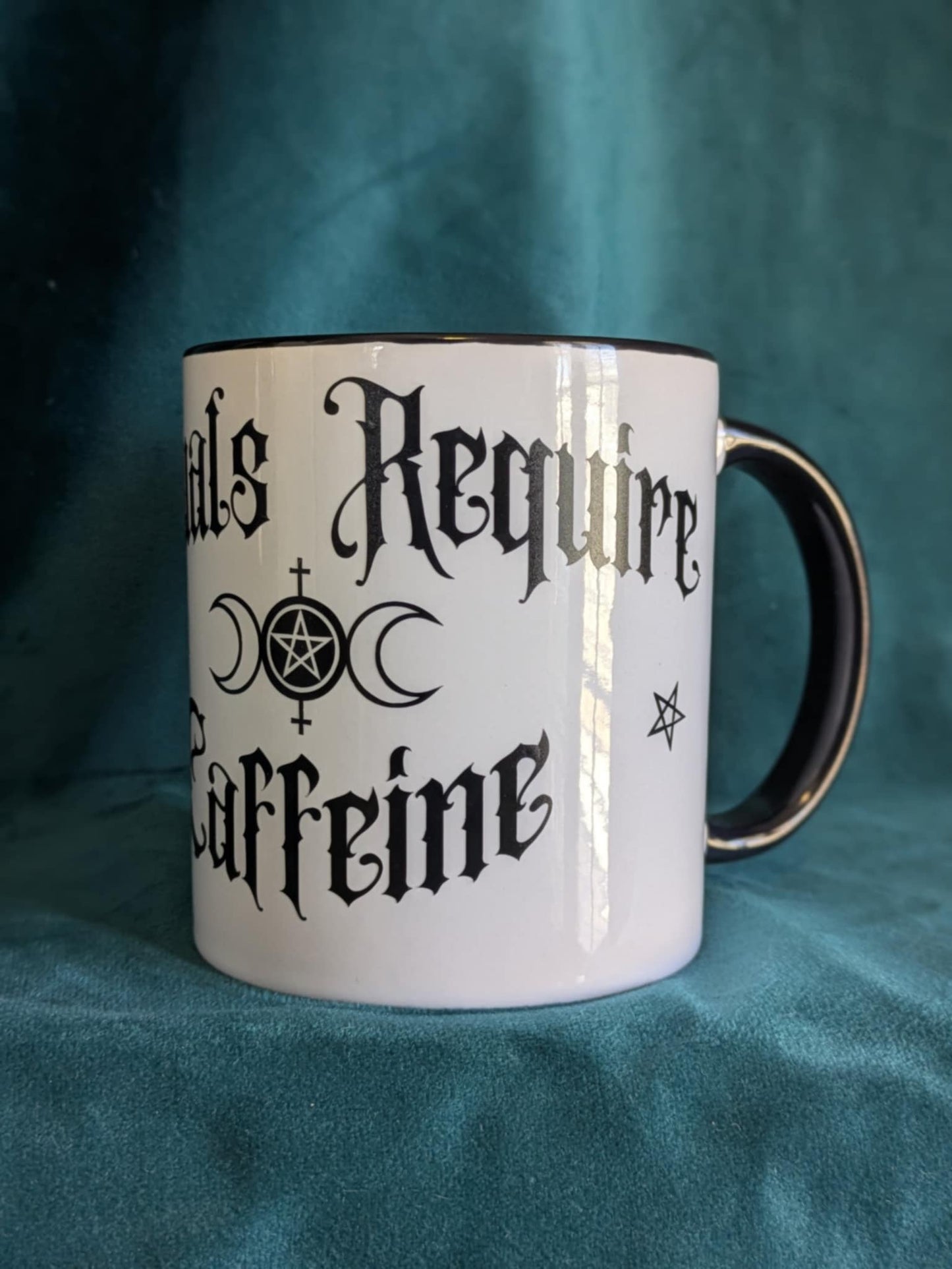 “Rituals Require Caffeine” Witchy Moon Phase Mug – 16 oz | tiHERas Lifestyle