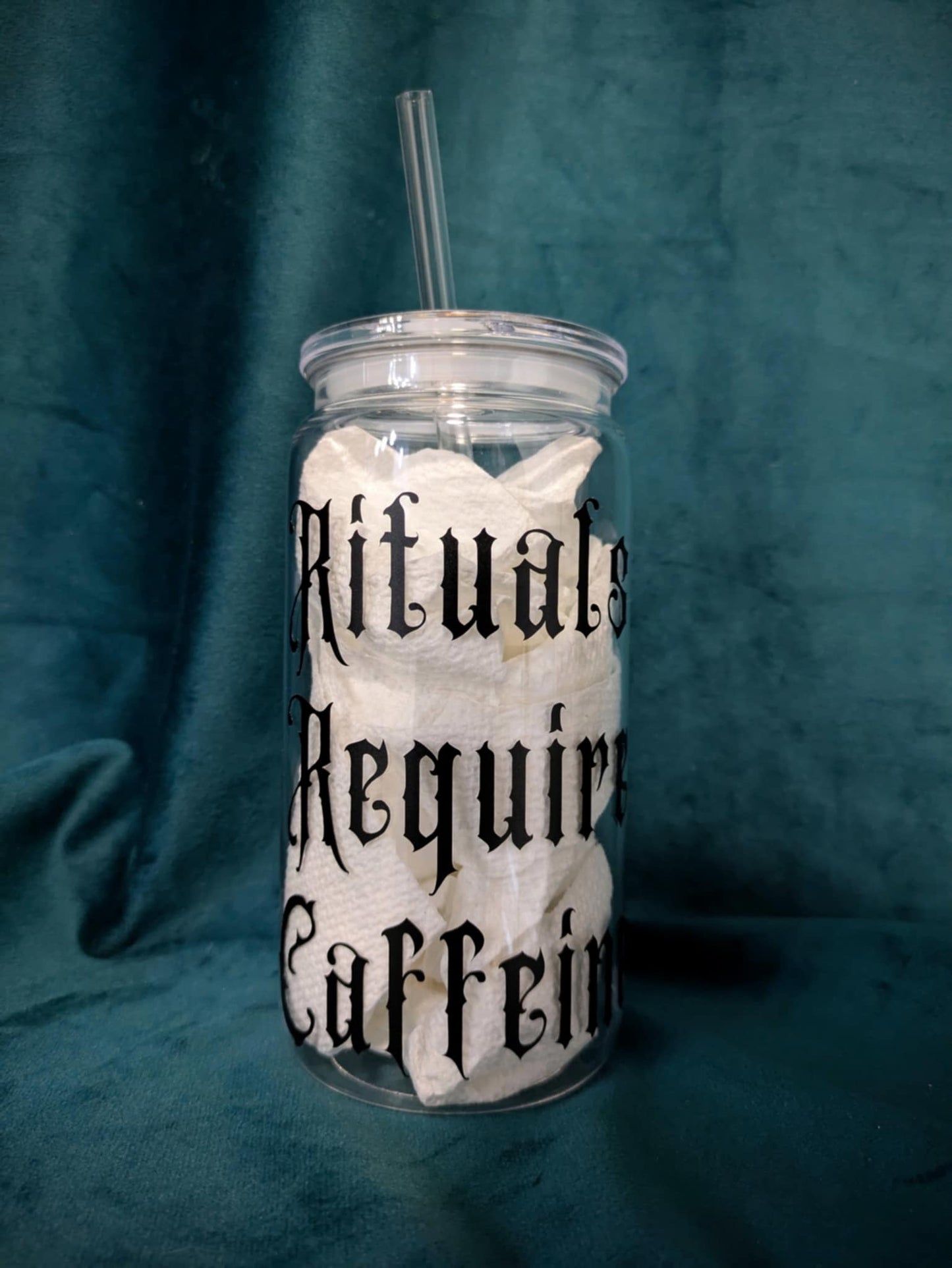 “Rituals Require Caffeine” Moon Phase Witch Tumbler – 19 oz | tiHERas Lifestyle