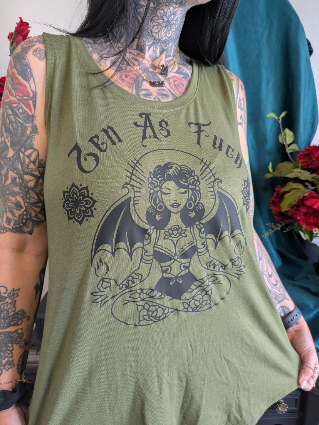 Zen As F*ck Bat Babe Tank – by tiHERas Lifestyle