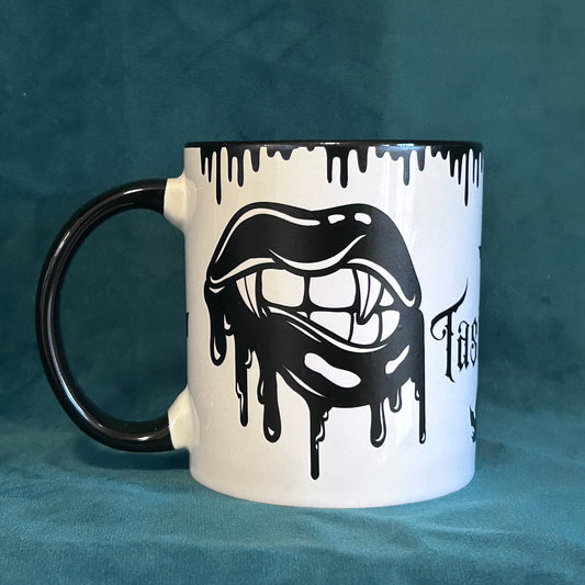 “Tastes Like Sin” Vampire Goth Mug – 16 oz | tiHERas Lifestyle