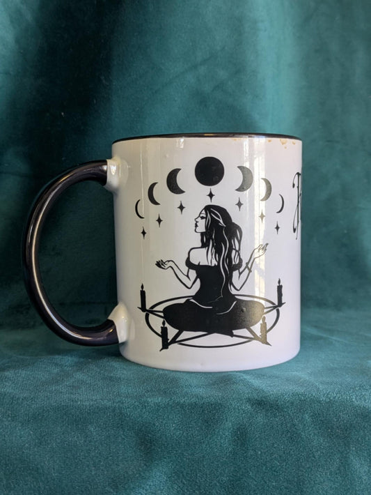 “Rituals Require Caffeine” Witchy Moon Phase Mug – 16 oz | tiHERas Lifestyle