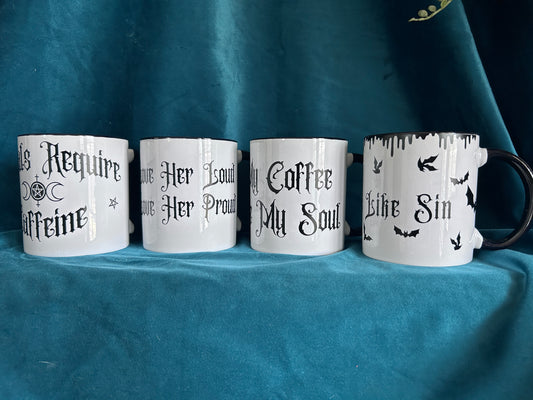 Gothic Mug Collection – 16 oz Black Handle Cauldron Cups | tiHERas Lifestyle